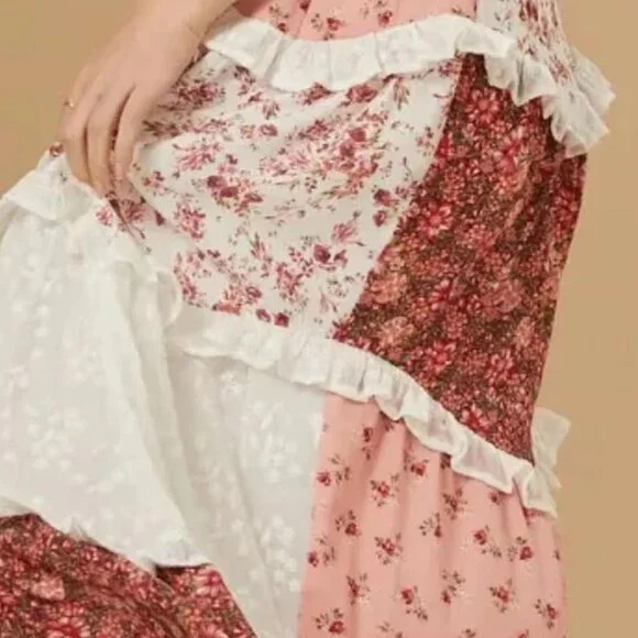 Womens Floral Maxi Dress Polyester Spaghetti Strap Backless Tiered Boho - Picture 4 of 4